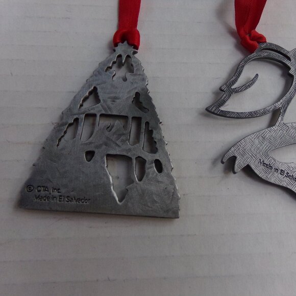 2 Christmas Holiday Decorations Hanging Tree Ornaments Pewter - Picture 6 of 7